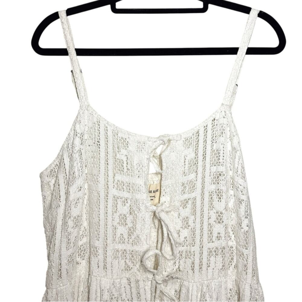 Ajaie Alaie Cream White Crochet Lace Tie Front Candor Dress - Medium - Picture 5 of 12
